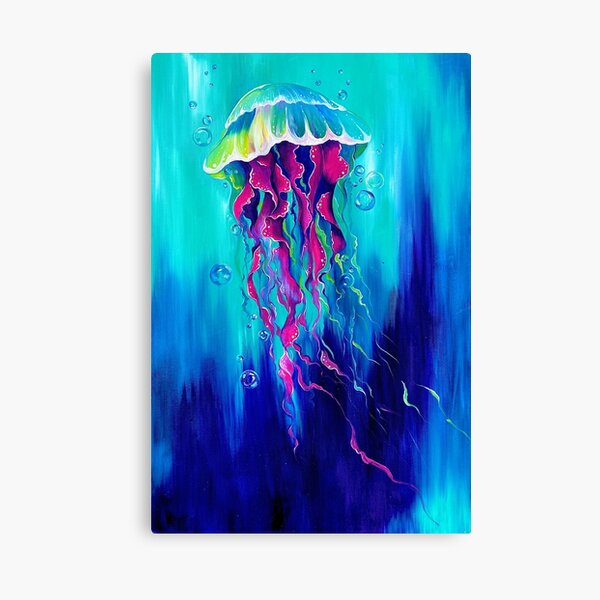 Vibrant Jellyfish Canvas Print, Stretched canvas over wooden frame