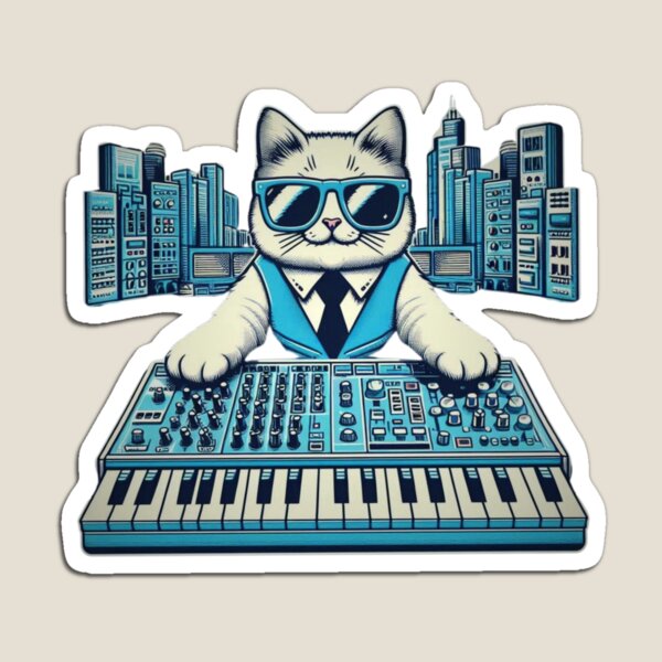 Artikelvorschau, Katzensynthesizer, blaue Katze  entworfen und verkauft von funjaan.