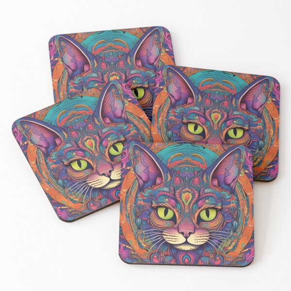 Item preview, Psychedelic Cosmic Cat with Glowing Eyes designed and sold by OthmanDesayni ⭐⭐⭐⭐⭐.