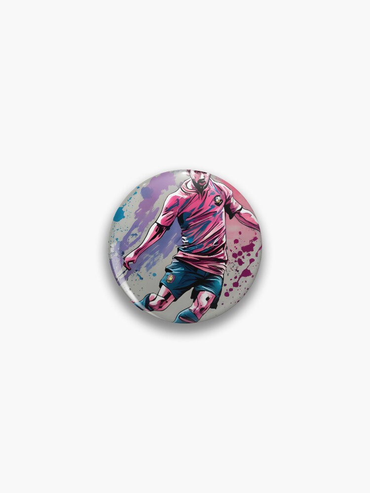 Thumbnail 1 of 3, Pin, Soccer Player Kicking The Ball designed and sold by Patricks-Art.