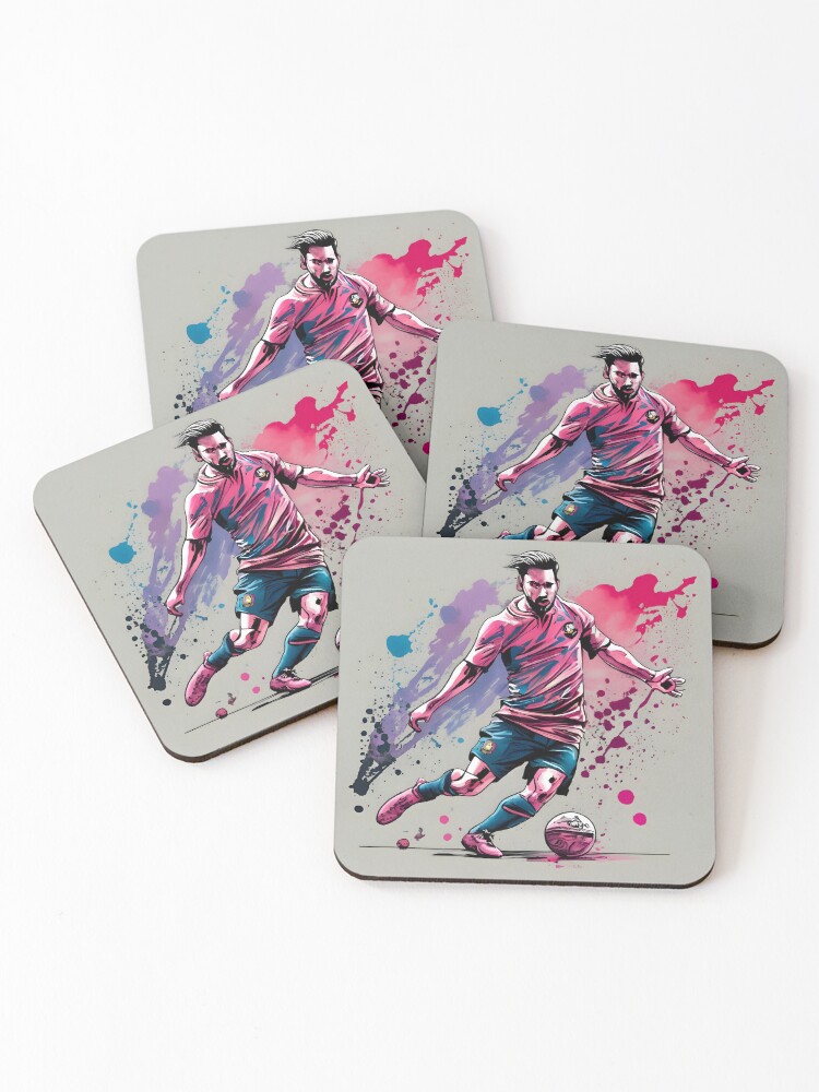 Thumbnail 1 of 5, Coasters (Set of 4), Soccer Player Kicking The Ball designed and sold by Patricks-Art.