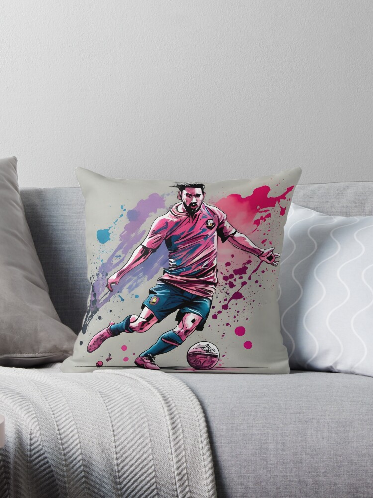 Thumbnail 1 of 4, Pillow, Soccer Player Kicking The Ball designed and sold by Patricks-Art.
