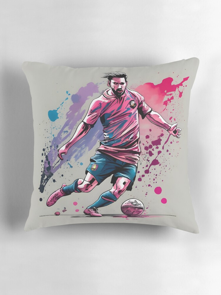 Thumbnail 3 of 4, Pillow, Soccer Player Kicking The Ball designed and sold by Patricks-Art.