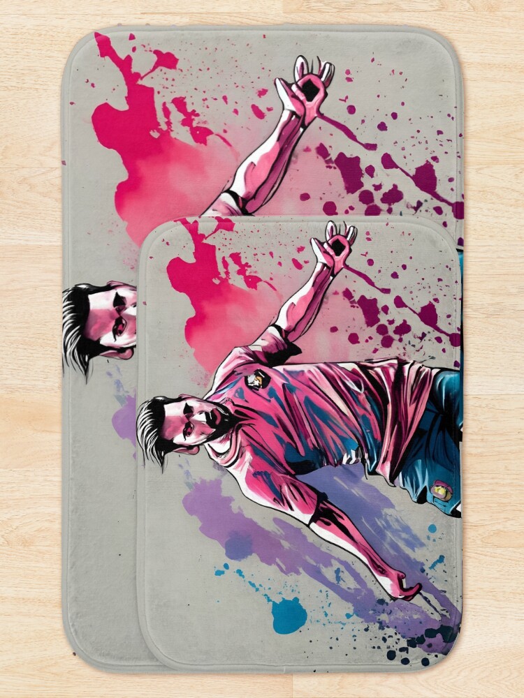 Thumbnail 5 of 6, Bath Mat, Soccer Player Kicking The Ball designed and sold by Patricks-Art.