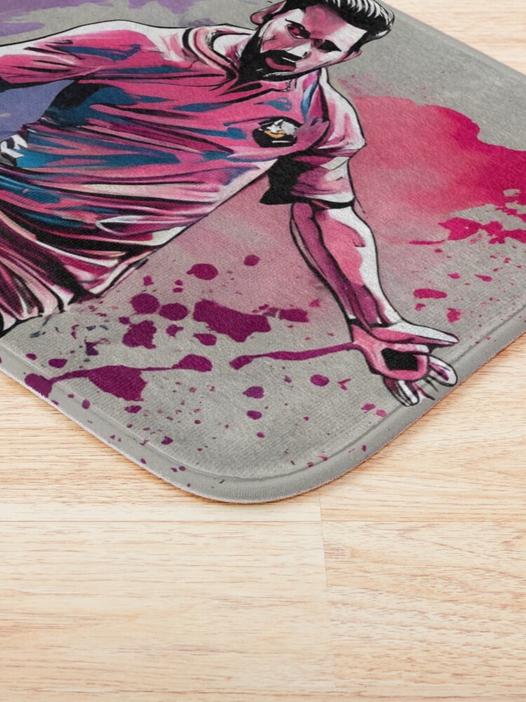 Thumbnail 3 of 6, Bath Mat, Soccer Player Kicking The Ball designed and sold by Patricks-Art.
