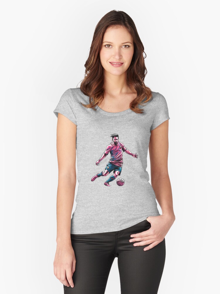 Thumbnail 1 of 3, Fitted Scoop T-Shirt, Soccer Player Kicking The Ball designed and sold by Patricks-Art.