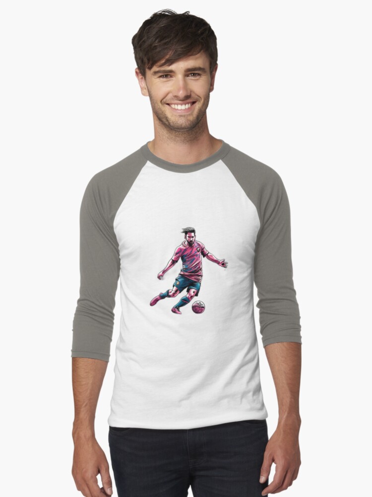 Thumbnail 1 of 3, Baseball ¾ Sleeve T-Shirt, Soccer Player Kicking The Ball designed and sold by Patricks-Art.
