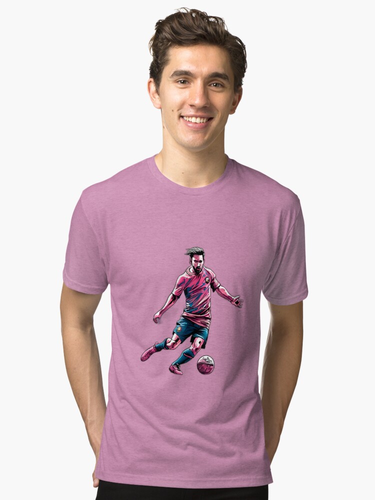 Thumbnail 1 of 7, Tri-blend T-Shirt, Soccer Player Kicking The Ball designed and sold by Patricks-Art.