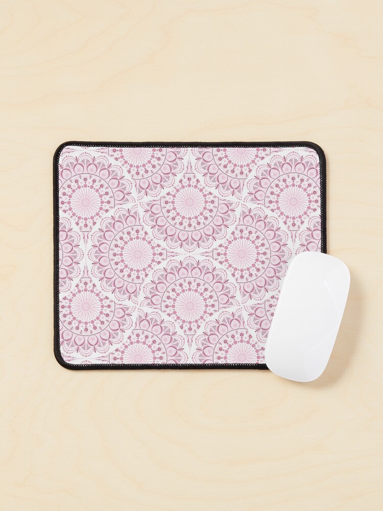 Mouse Pad, Dusky Rose Confetti Lace Dot Mandala Art Deco Fans designed and sold by Triplicate Limited