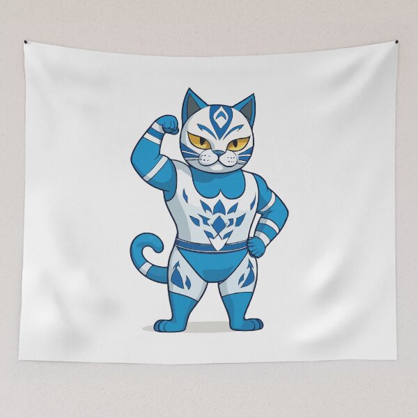 Artikelvorschau, Blauer dicker Luchador. Katzen-Luchador entworfen und verkauft von twisted-dot.