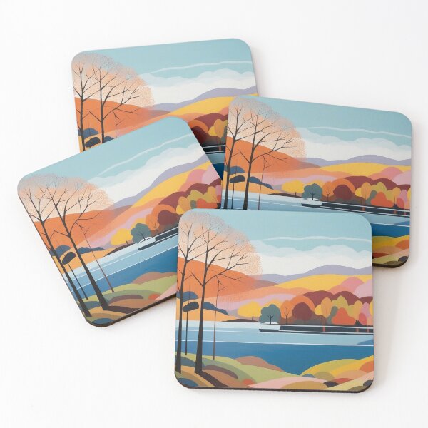 Item preview, Colourful Trees by the Serene Lakeside Landscape designed and sold by ArtComixHaven.