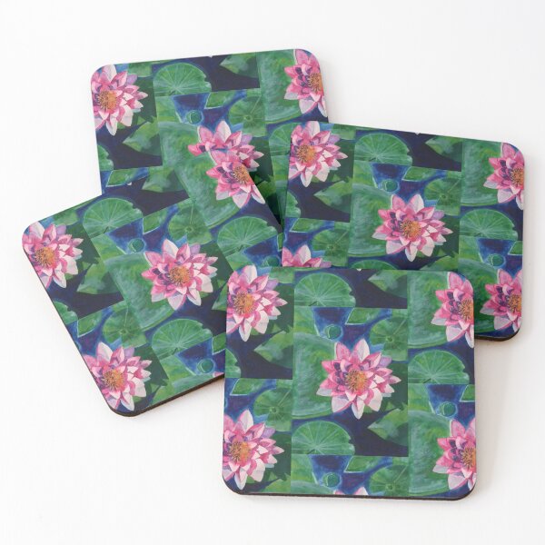 Item preview, Single pink waterlily watercolour painting  designed and sold by esvb.