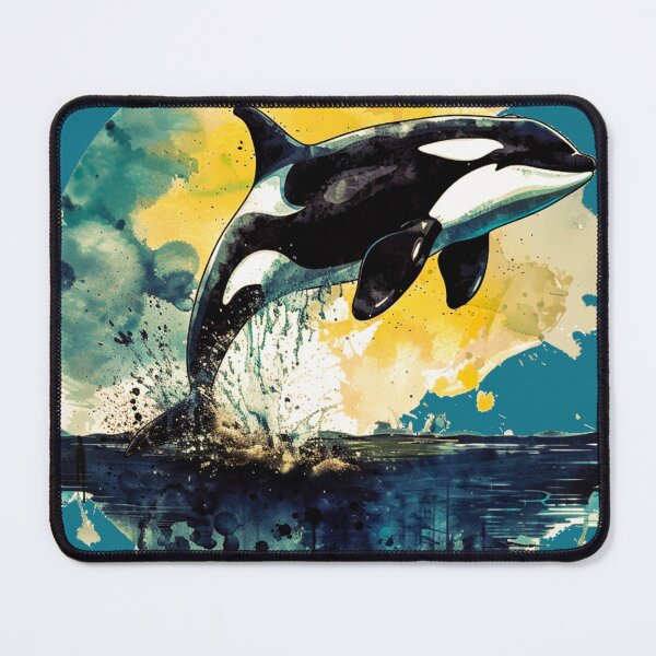 Item preview, watercolor orca jumping out of the ocean designed and sold by OutOfTheBoxArt1.