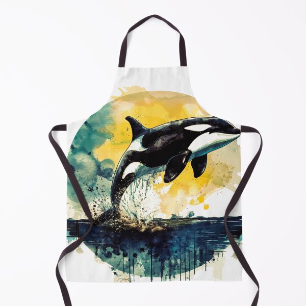 Item preview, watercolor orca jumping out of the ocean designed and sold by OutOfTheBoxArt1.