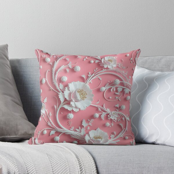 Item preview, Elegantes motivos florales blancos sobre patrones sin fisuras en color rosa designed and sold by PrintableByZaah.