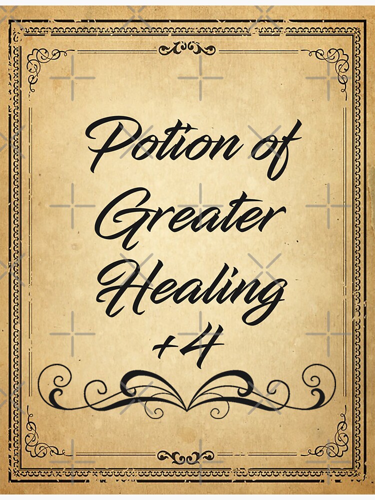 Greater Healing Potion Label Sticker For Sale By Lyxi Redbubble   Bg,f8f8f8 Flat,750x,075,f Pad,750x1000,f8f8f8.u4 