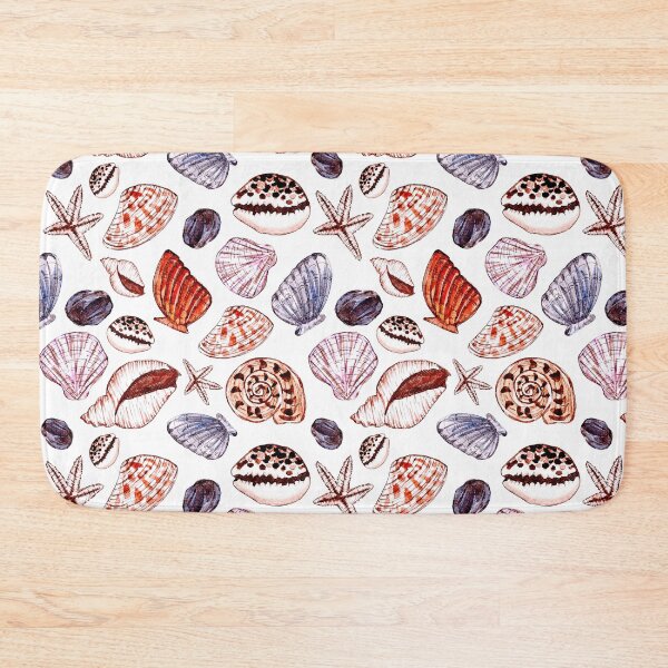 Item preview, Watercolor Seashells Pattern (White Background) designed and sold by andrebalest.art.