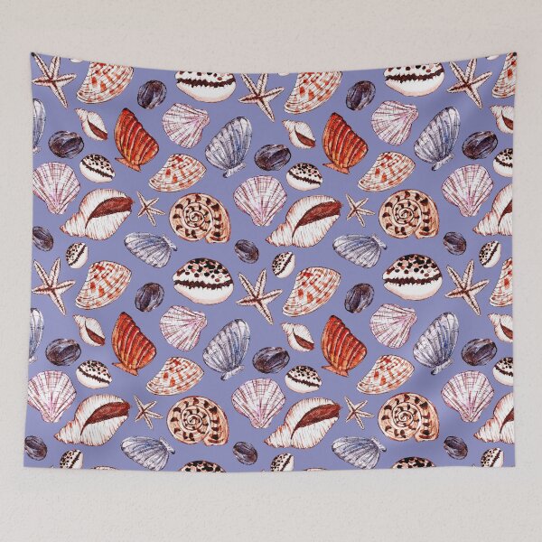 Item preview, Watercolor Seashells Pattern (Blue Background) designed and sold by andrebalest.art.