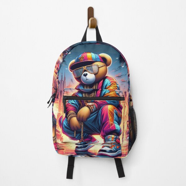 Item preview, "Yo Bro! Take a HipHop Life Style" Cute Rap Bear City Portrait designed and sold by redask2me.