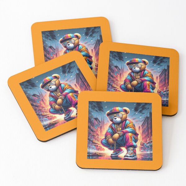 Item preview, "Yo Bro! Take a HipHop Life Style" Cute Rap Bear City Portrait designed and sold by redask2me.