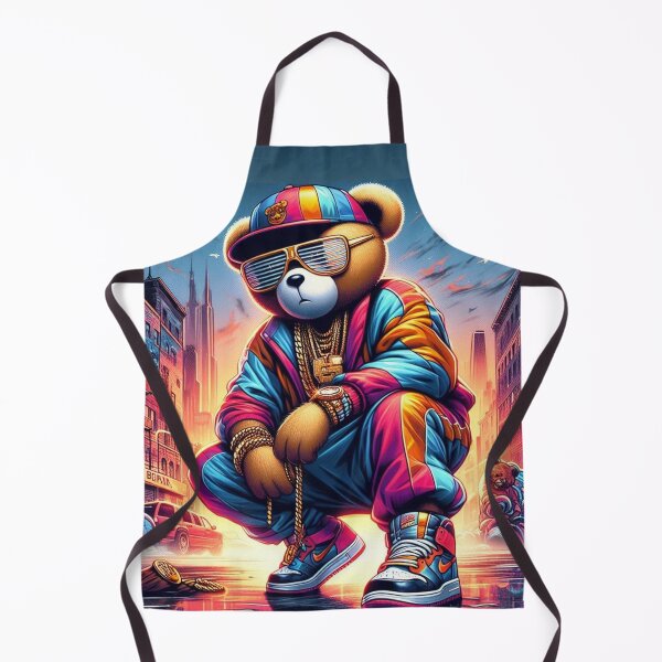 Item preview, "Yo Bro! Take a HipHop Life Style" Cute Rap Bear City Portrait designed and sold by redask2me.