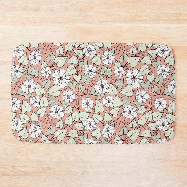 Item preview, White flowers sage leaves on a camel background  designed and sold by MarySchwindt.