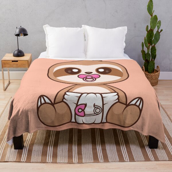 Item preview, Cute Baby Sloth Wearing Pacifier and Diaper Cartoon Vector Icon - Adorable Animal Nature Illustration designed and sold by hjian8219.