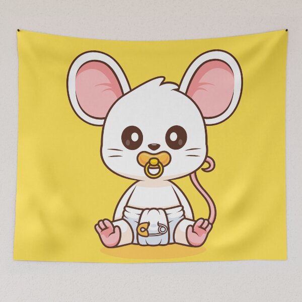 Item preview, Cute Baby Mouse Wearing Pacifier and Diaper Cartoon Vector Icon - Adorable Animal Nature Illustration designed and sold by hjian8219.