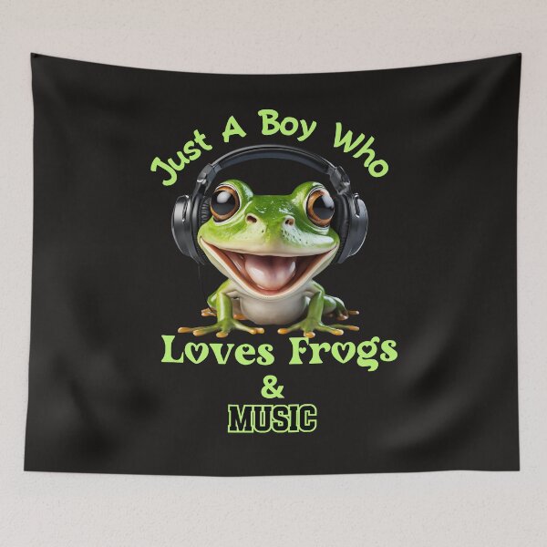 Item preview, Just A Boy Who Loves Frogs & Music designed and sold by Lemilemi.