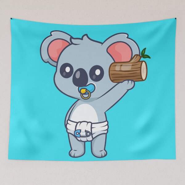 Item preview, Cute Baby Koala Holding Branch Cartoon Vector Icon - Adorable Animal Nature Illustration designed and sold by hjian8219.