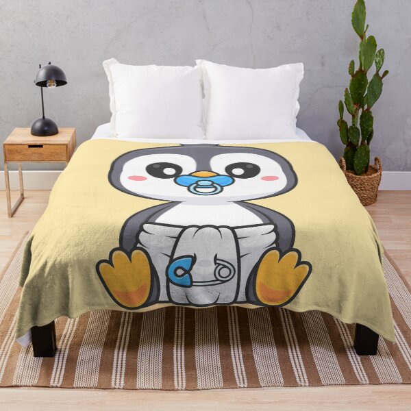 Item preview, Cute Baby Penguin Wearing Pacifier and Diaper Cartoon Vector Icon - Adorable Animal Nature Illustration designed and sold by hjian8219.