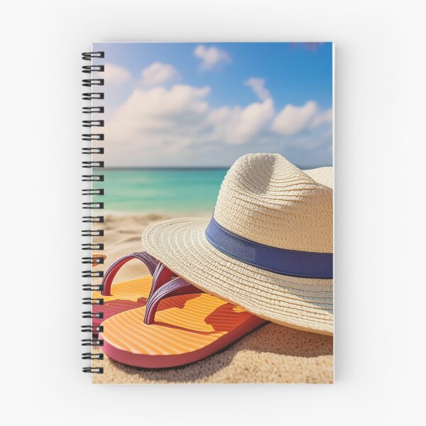 Item preview, A serene beach scene with a hat, starfish, and flip-flops under the sun designed and sold by homydesign.