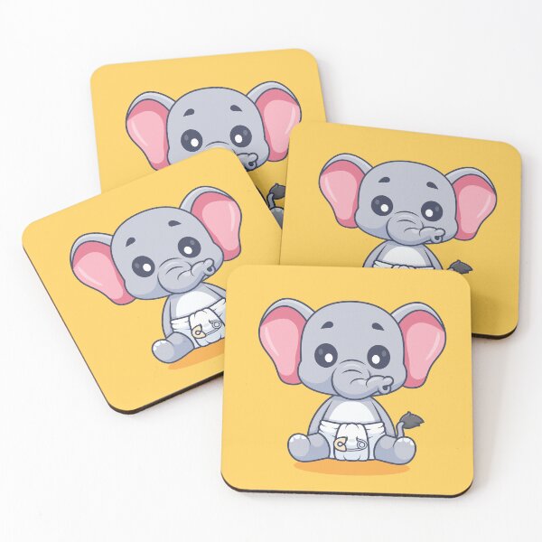 Item preview, Cute Baby Elephant Wearing Pacifier and Diaper Cartoon Vector Icon - Adorable Animal Nature Illustration designed and sold by hjian8219.