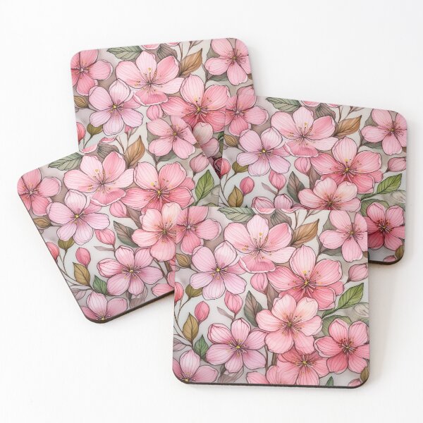 Item preview, Blossoming Beauty A digital artwork of pink flowers with detailed petals and leaves designed and sold by homydesign.