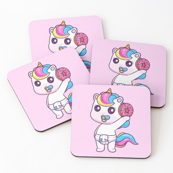 Item preview, Cute Baby Unicorn Holding Donut Cartoon Vector Icon - Adorable Animal and Food Illustration designed and sold by hjian8219.