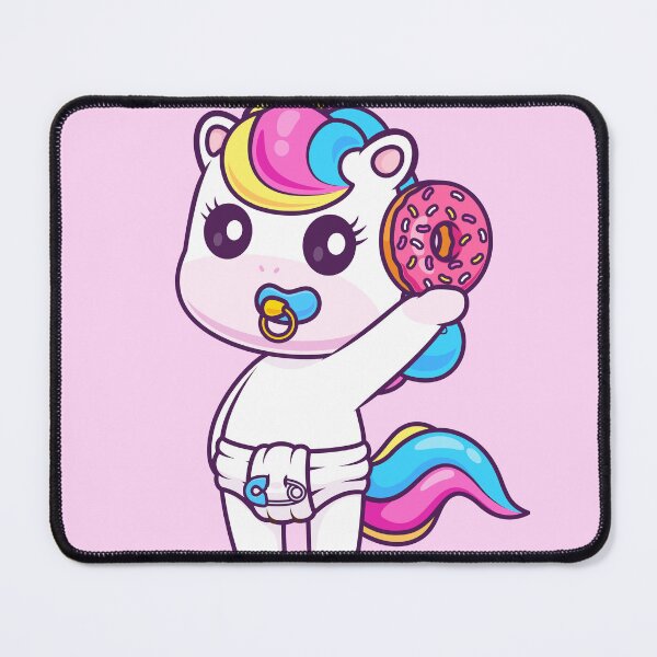 Item preview, Cute Baby Unicorn Holding Donut Cartoon Vector Icon - Adorable Animal and Food Illustration designed and sold by hjian8219.