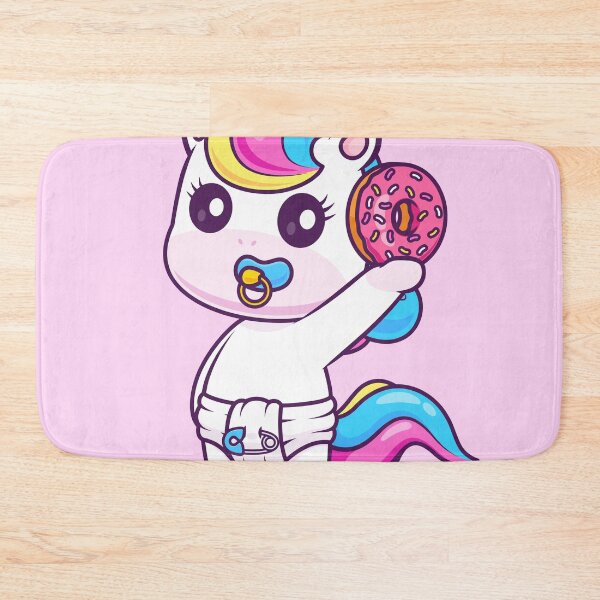 Item preview, Cute Baby Unicorn Holding Donut Cartoon Vector Icon - Adorable Animal and Food Illustration designed and sold by hjian8219.
