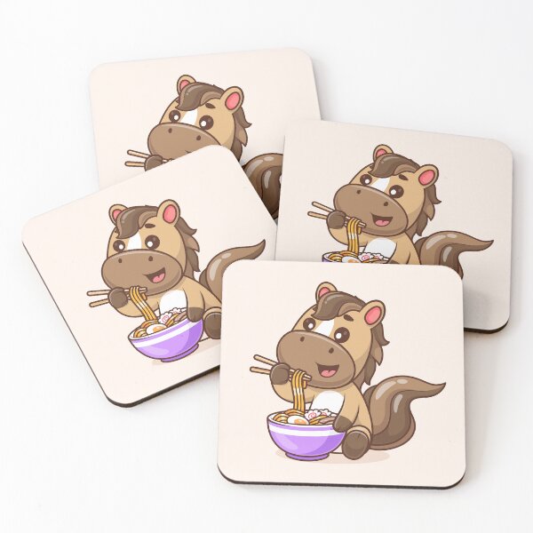 Item preview, Cute Horse Eating Ramen Noodles with Chopsticks Cartoon Vector Icon - Adorable Animal and Food Illustration designed and sold by hjian8219.