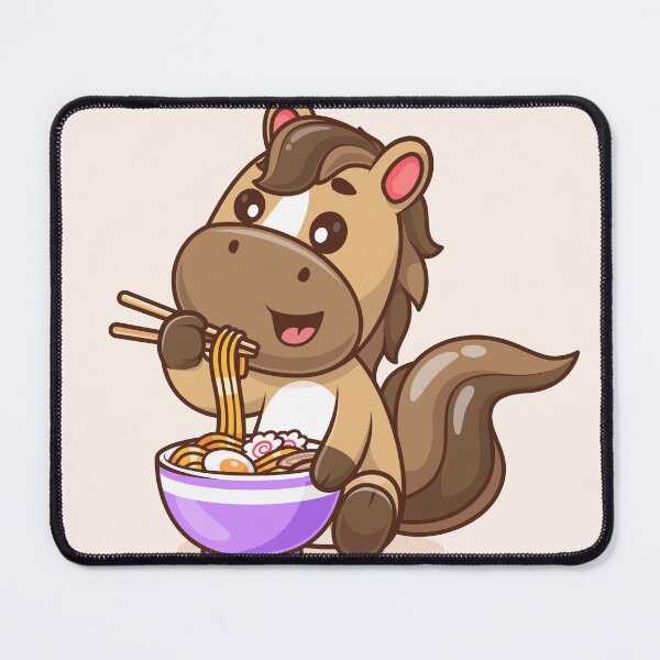 Item preview, Cute Horse Eating Ramen Noodles with Chopsticks Cartoon Vector Icon - Adorable Animal and Food Illustration designed and sold by hjian8219.