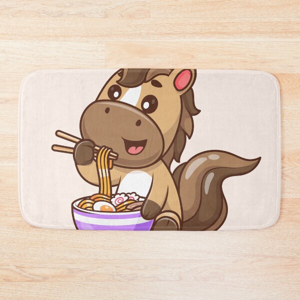 Item preview, Cute Horse Eating Ramen Noodles with Chopsticks Cartoon Vector Icon - Adorable Animal and Food Illustration designed and sold by hjian8219.