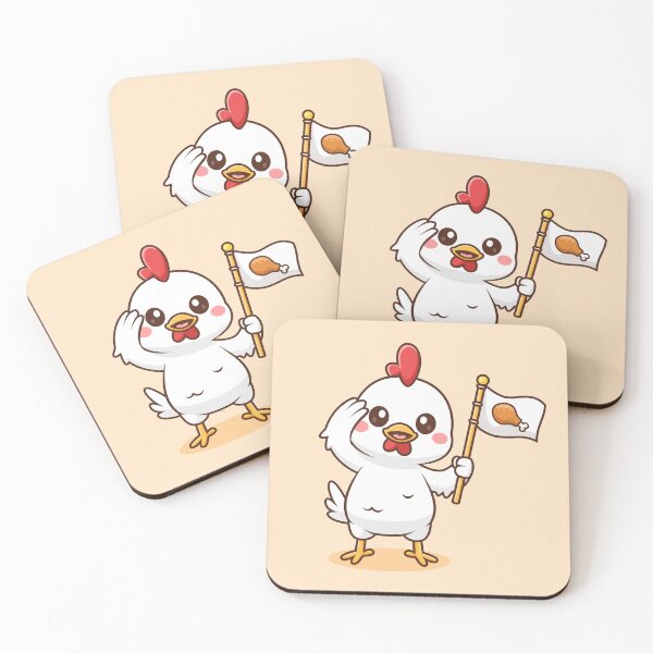 Item preview, Cute Chicken Holding Flag in Respect Pose Cartoon Vector Icon - Adorable Animal and Food Illustration designed and sold by hjian8219.
