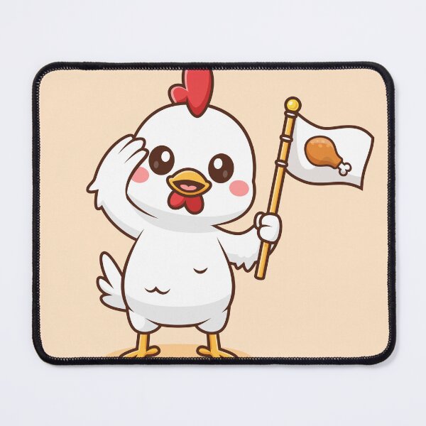 Item preview, Cute Chicken Holding Flag in Respect Pose Cartoon Vector Icon - Adorable Animal and Food Illustration designed and sold by hjian8219.