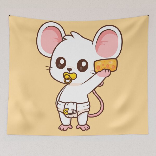 Item preview, Cute Baby Mouse Holding Cheese Cartoon Vector Icon - Adorable Animal and Food Illustration designed and sold by hjian8219.