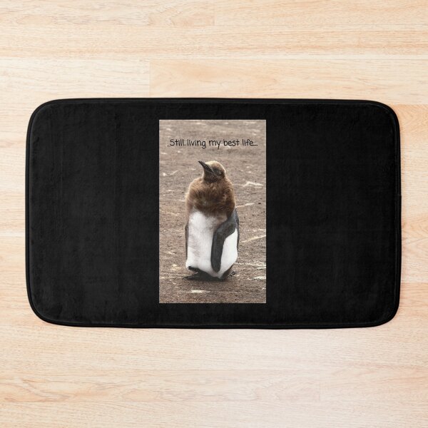 Item preview, King Penguin chick living their best life (black background)  designed and sold by SBPenguins.