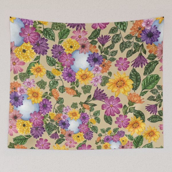 Item preview, Florals Circle Tan Pattern Large designed and sold by greenerybywendy.