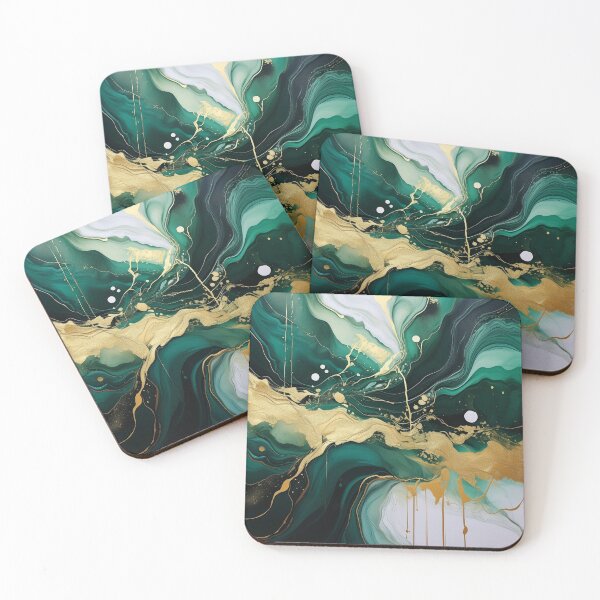 Item preview, Dark green & gold alcohol ink marble texture designed and sold by EnchantedWishes.