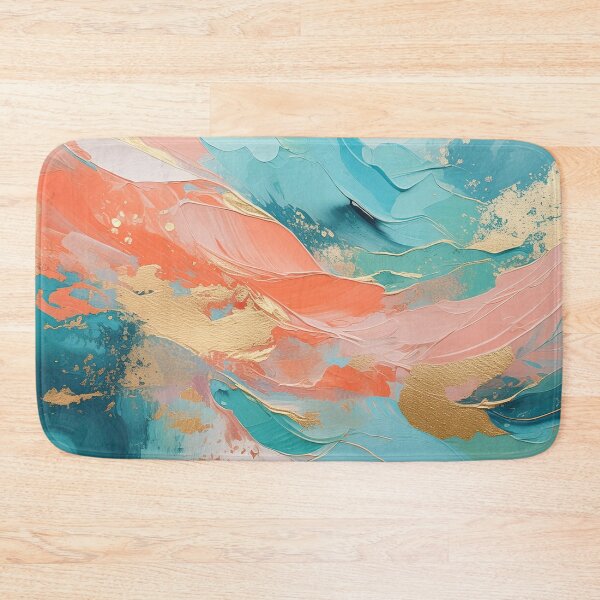Item preview, Coral, Teal & Gold Abstract Acrylic designed and sold by EnchantedWishes.