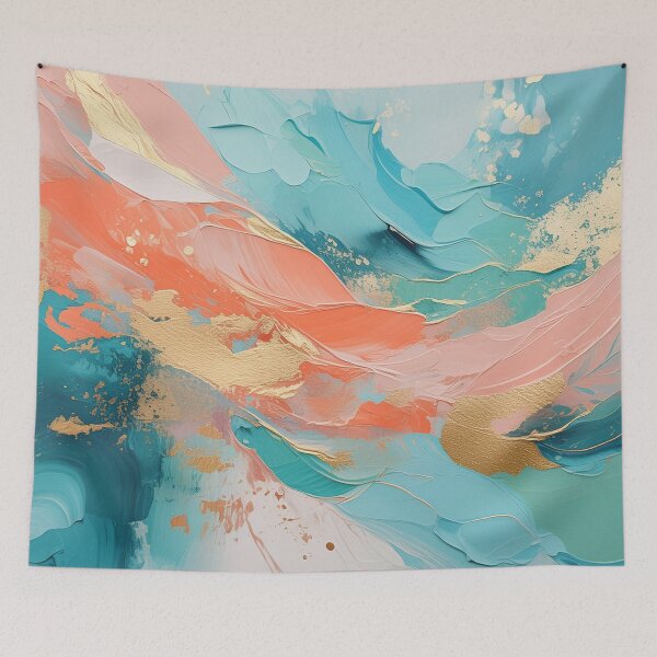 Item preview, Coral, Teal & Gold Abstract Acrylic designed and sold by EnchantedWishes.