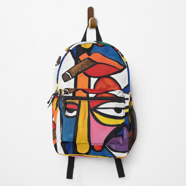 Item preview, Expressive Cigar Smoke- Vibrant Abstract Face with Geometric Shapes and Prominent Cigar - AI-Generated Art designed and sold by OlfactoART Studio.