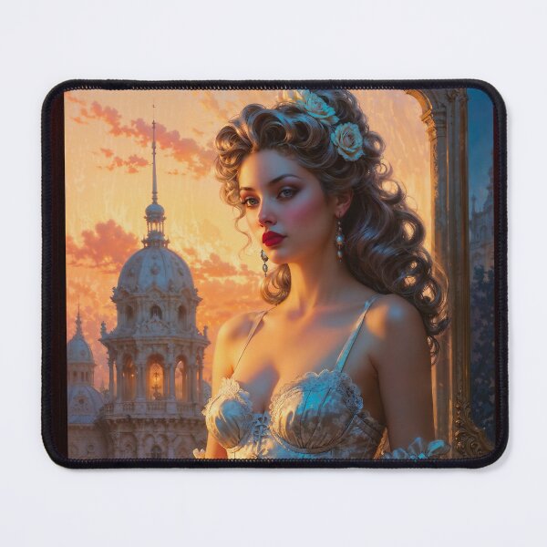 Item preview, A Rococo Woman Captured At Sunset Captivating AI Concept Art by Xzendor7 designed and sold by Xzendor7 Digital Art Creations.